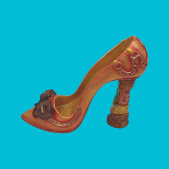 Vintage Decorative Sculpted High Heel Shoe Figurine with Purse Art Vanity Decor - Picture 5 of 12